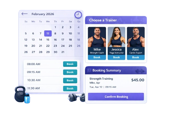 gym trainer slot booking system